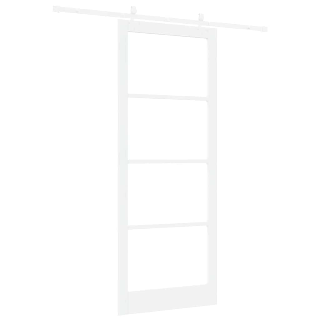 vidaXL Sliding Door White 93 x 232 cm Solid Pine Wood and Glass