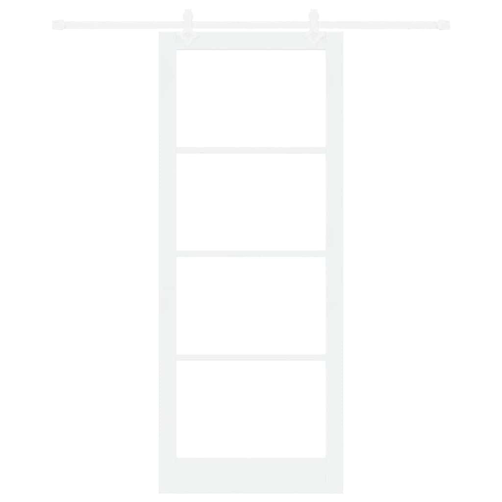 vidaXL Sliding Door White 93 x 232 cm Solid Pine Wood and Glass