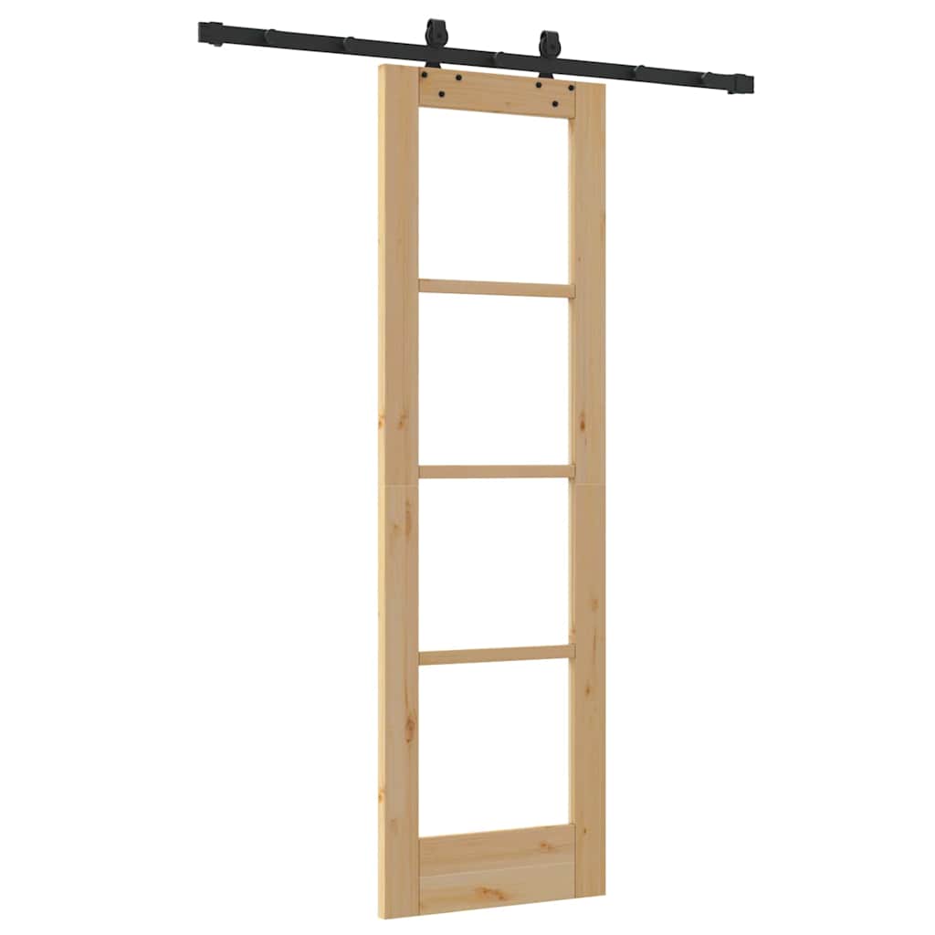 vidaXL Sliding Door Natural 61 x 198.5 cm Solid Pine Wood and Glass