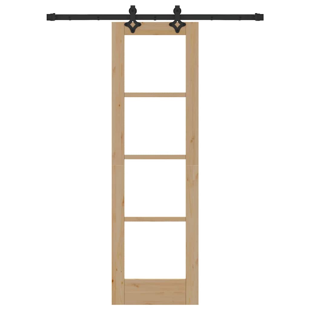 vidaXL Sliding Door Natural 61 x 198.5 cm Solid Pine Wood and Glass
