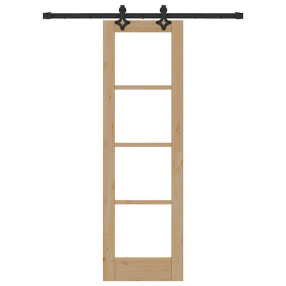 vidaXL Sliding Door Natural 61 x 198.5 cm Solid Pine Wood and Glass