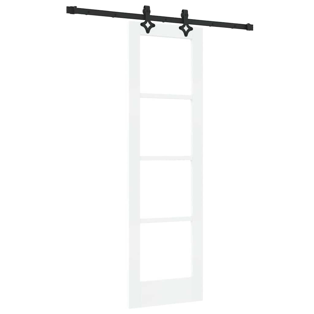 vidaXL Sliding Door White 61 x 198.5 cm Solid Pine Wood and Glass