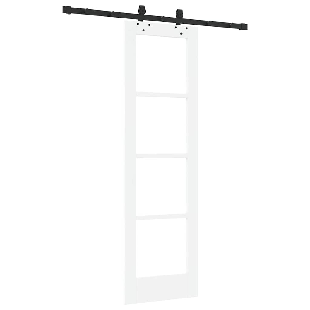 vidaXL Sliding Door White 61 x 198.5 cm Solid Pine Wood and Glass