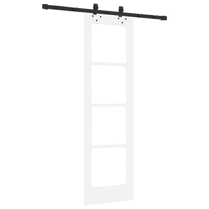 vidaXL Sliding Door White 61 x 198.5 cm Solid Pine Wood and Glass