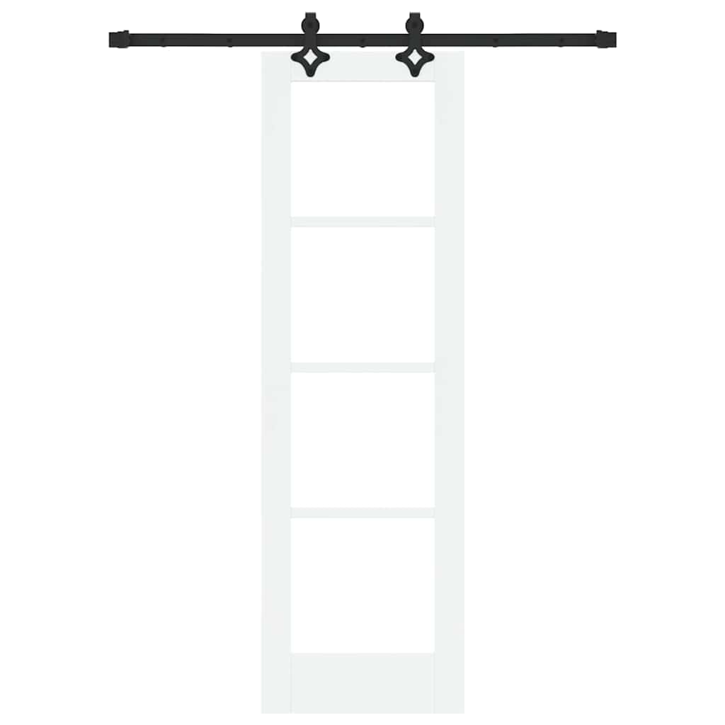 vidaXL Sliding Door White 61 x 198.5 cm Solid Pine Wood and Glass
