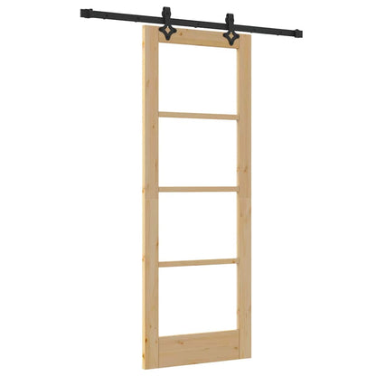 vidaXL Sliding Door Natural 73.5 x 198.5 cm Solid Pine Wood and Glass
