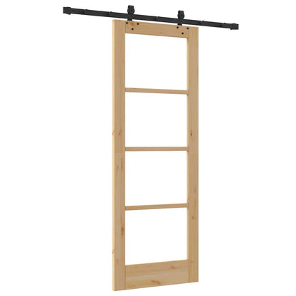 vidaXL Sliding Door Natural 73.5 x 198.5 cm Solid Pine Wood and Glass