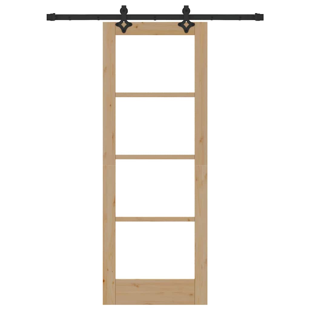 vidaXL Sliding Door Natural 73.5 x 198.5 cm Solid Pine Wood and Glass