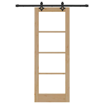 vidaXL Sliding Door Natural 73.5 x 198.5 cm Solid Pine Wood and Glass