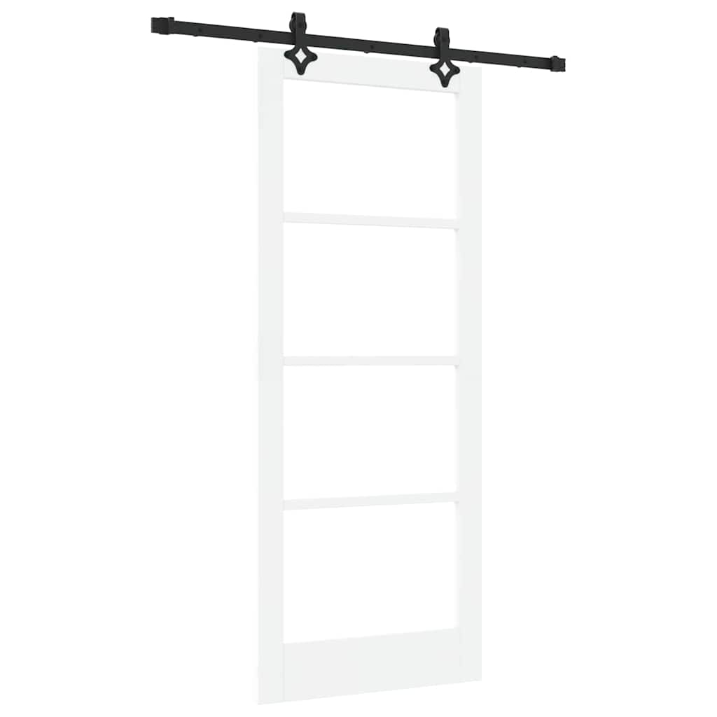 vidaXL Sliding Door White 83 x 202 cm Solid Pine Wood and Glass