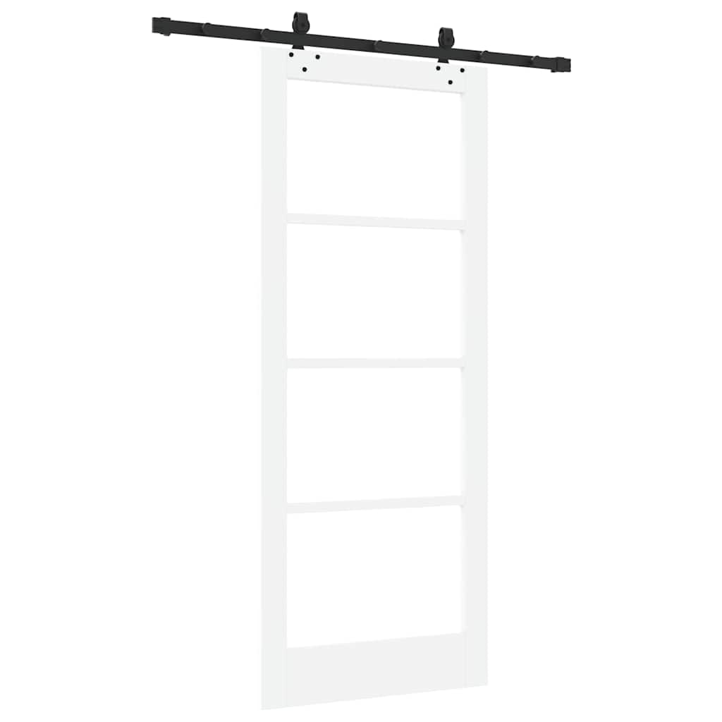 vidaXL Sliding Door White 83 x 202 cm Solid Pine Wood and Glass