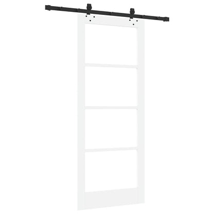 vidaXL Sliding Door White 83 x 202 cm Solid Pine Wood and Glass