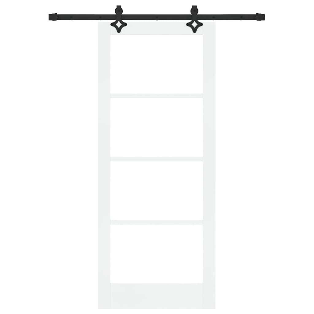 vidaXL Sliding Door White 83 x 202 cm Solid Pine Wood and Glass