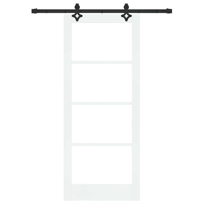 vidaXL Sliding Door White 83 x 202 cm Solid Pine Wood and Glass