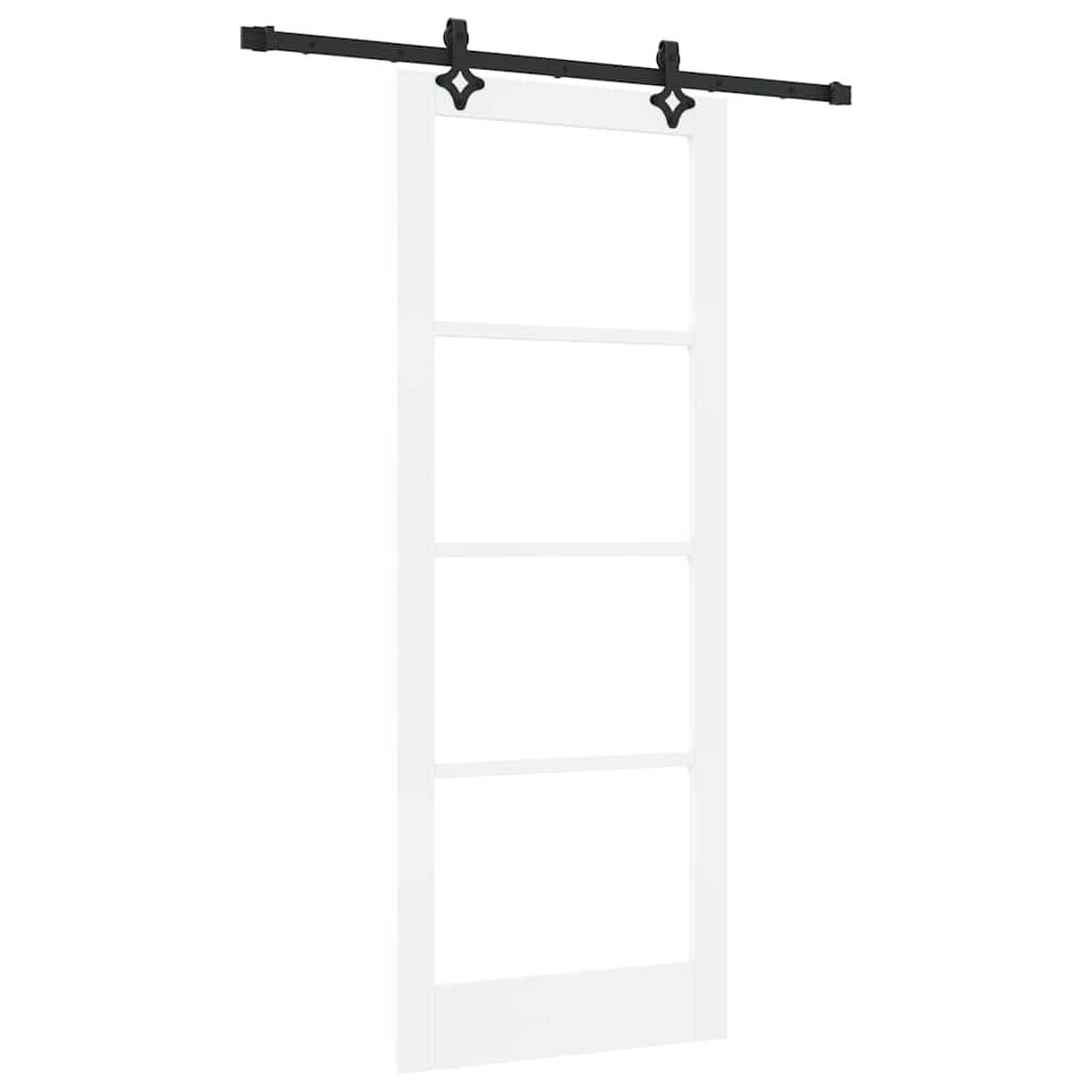 vidaXL Sliding Door White 83 x 211 cm Solid Pine Wood and Glass