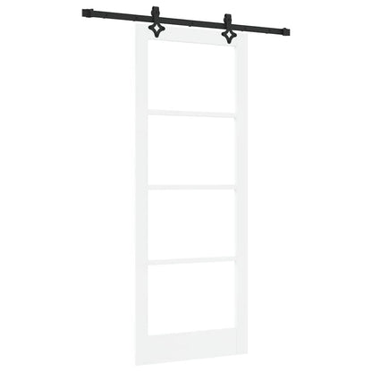 vidaXL Sliding Door White 83 x 211 cm Solid Pine Wood and Glass