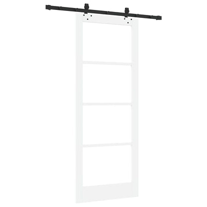 vidaXL Sliding Door White 83 x 211 cm Solid Pine Wood and Glass