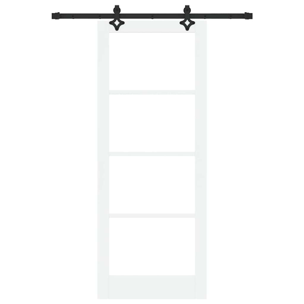 vidaXL Sliding Door White 83 x 211 cm Solid Pine Wood and Glass