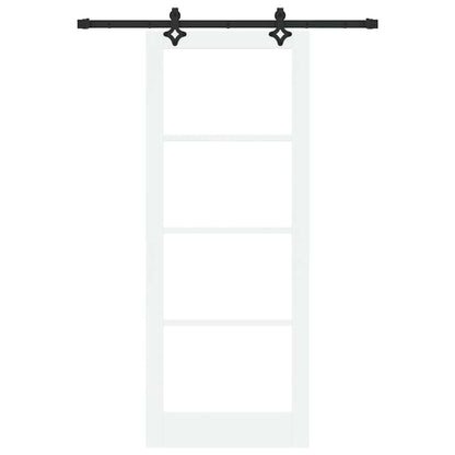 vidaXL Sliding Door White 83 x 211 cm Solid Pine Wood and Glass