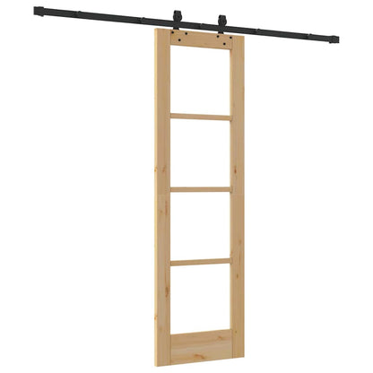 vidaXL Sliding Door Natural 61 x 198.5 cm Solid Pine Wood and Glass