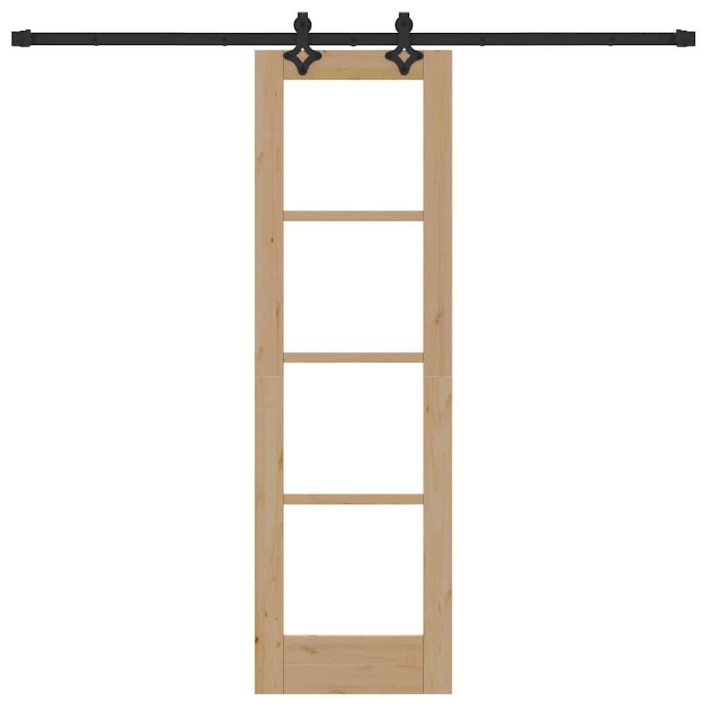 vidaXL Sliding Door Natural 61 x 198.5 cm Solid Pine Wood and Glass