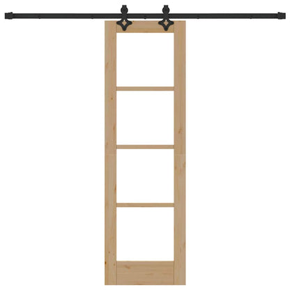 vidaXL Sliding Door Natural 61 x 198.5 cm Solid Pine Wood and Glass