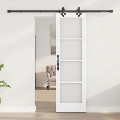 vidaXL Sliding Door White 61 x 198.5 cm Solid Pine Wood and Glass