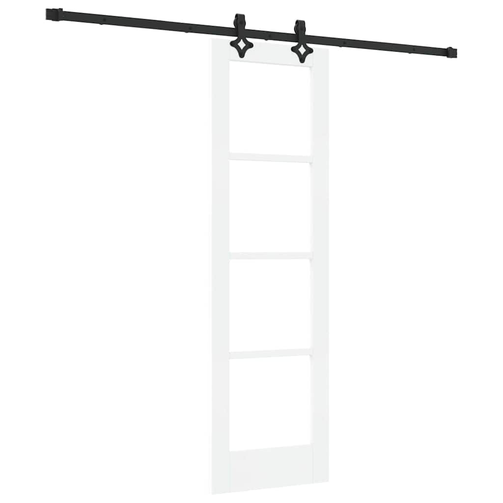vidaXL Sliding Door White 61 x 198.5 cm Solid Pine Wood and Glass