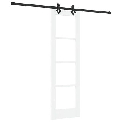 vidaXL Sliding Door White 61 x 198.5 cm Solid Pine Wood and Glass