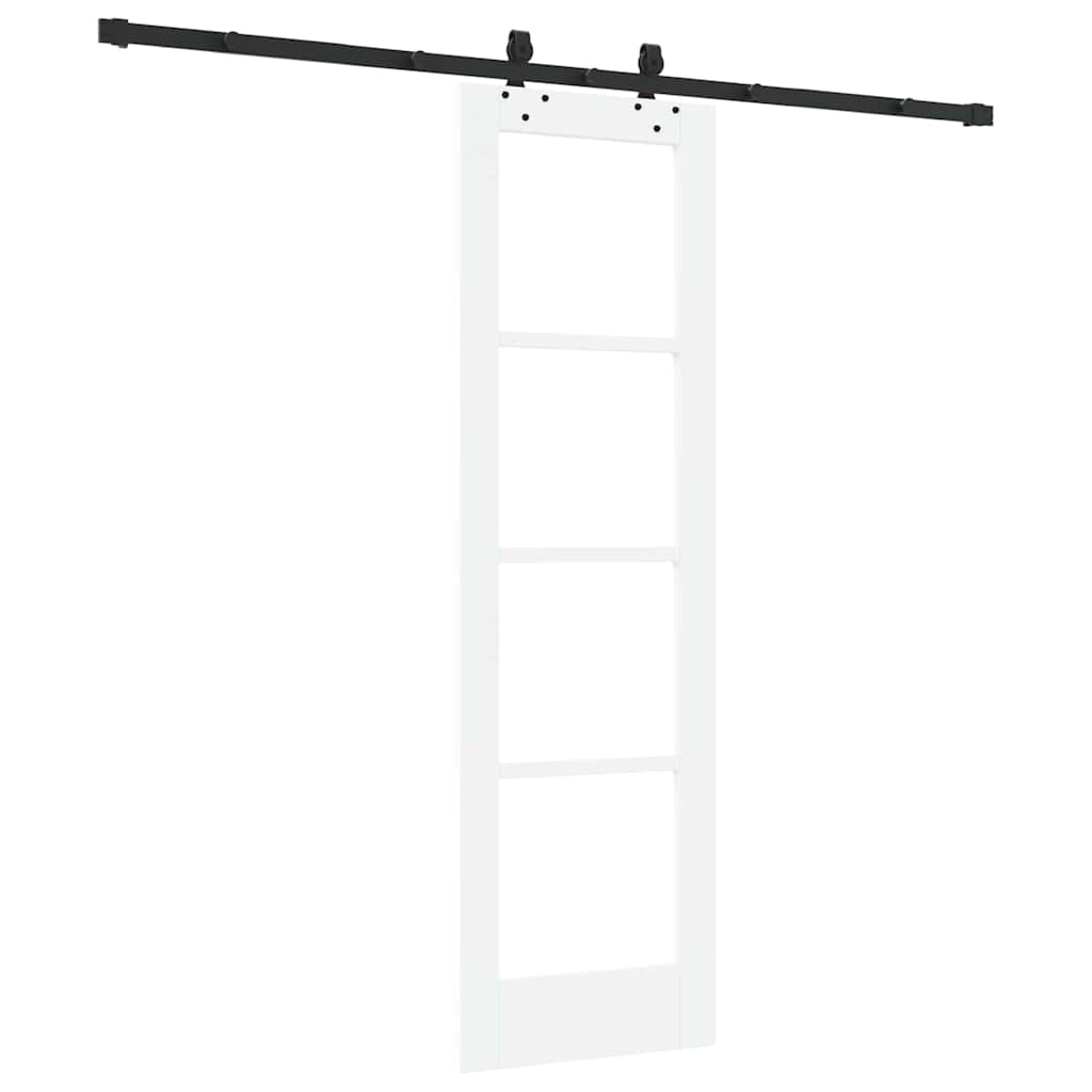 vidaXL Sliding Door White 61 x 198.5 cm Solid Pine Wood and Glass