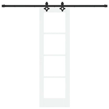 vidaXL Sliding Door White 61 x 198.5 cm Solid Pine Wood and Glass