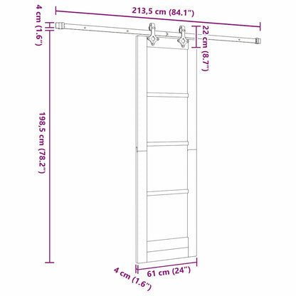 vidaXL Sliding Door White 61 x 198.5 cm Solid Pine Wood and Glass