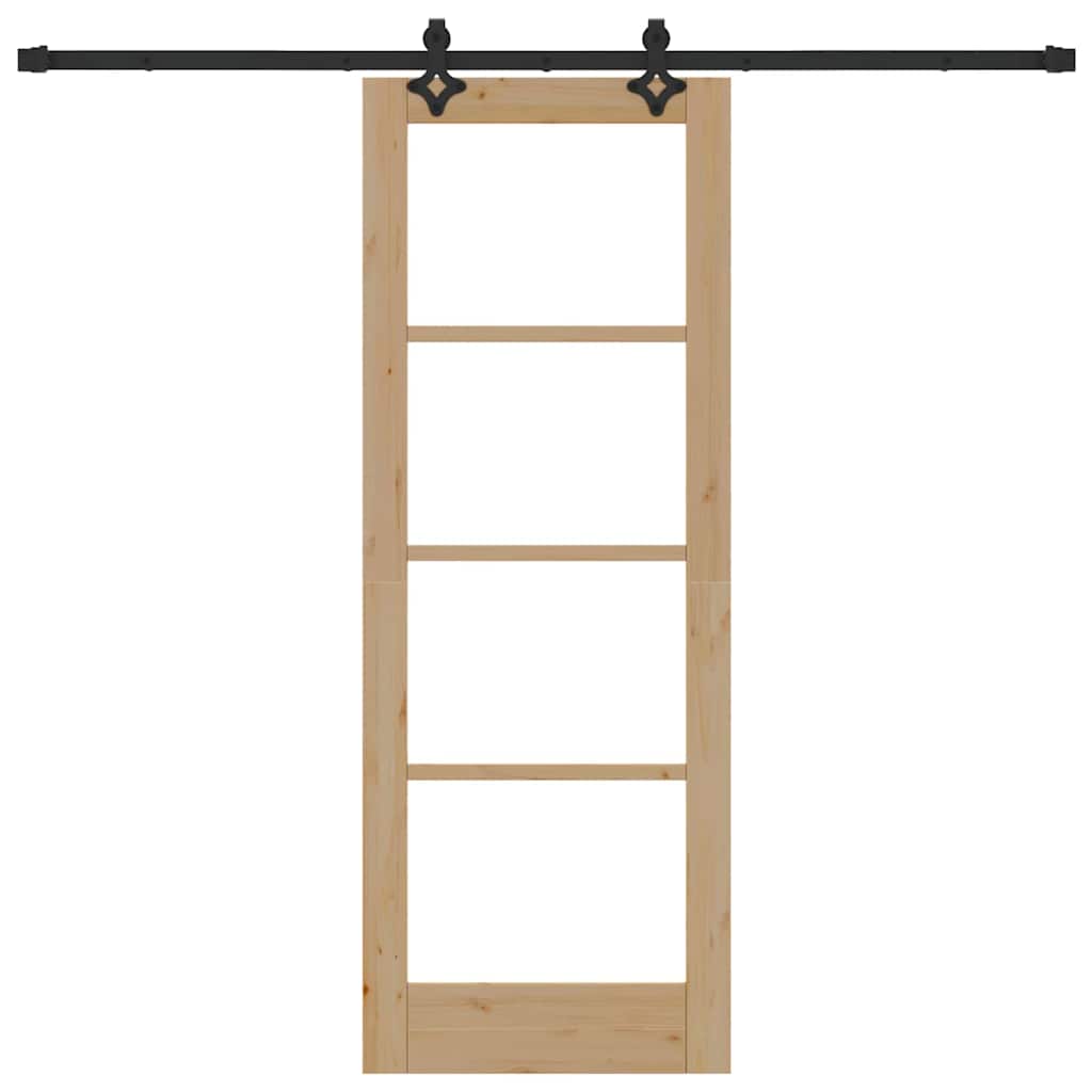 vidaXL Sliding Door Natural 73.5 x 198.5 cm Solid Pine Wood and Glass