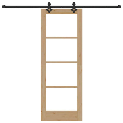 vidaXL Sliding Door Natural 73.5 x 198.5 cm Solid Pine Wood and Glass