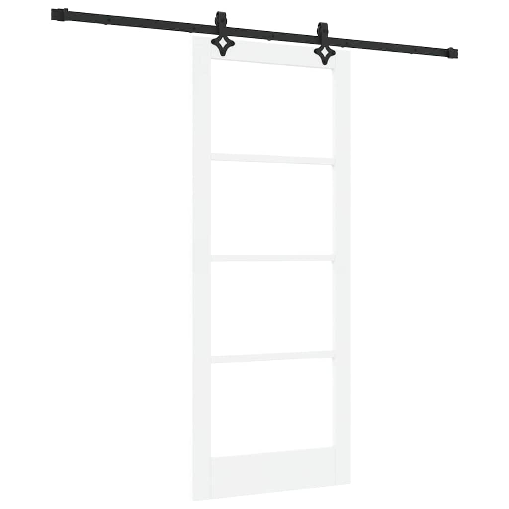 vidaXL Sliding Door White 83 x 202 cm Solid Pine Wood and Glass