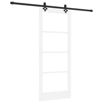 vidaXL Sliding Door White 83 x 202 cm Solid Pine Wood and Glass