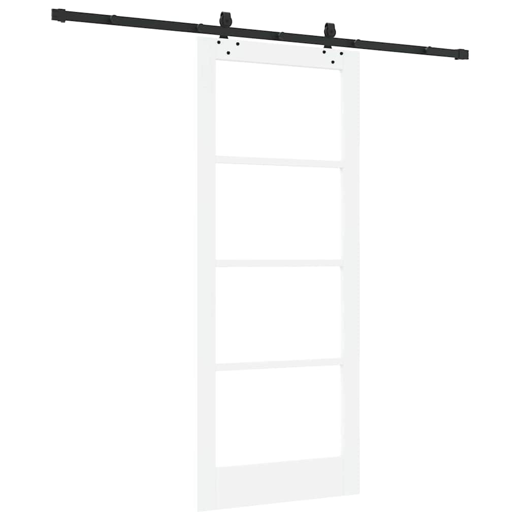 vidaXL Sliding Door White 83 x 202 cm Solid Pine Wood and Glass