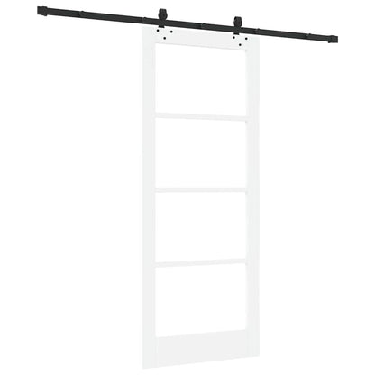 vidaXL Sliding Door White 83 x 202 cm Solid Pine Wood and Glass