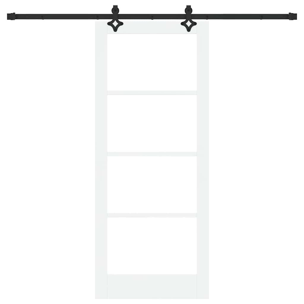 vidaXL Sliding Door White 83 x 202 cm Solid Pine Wood and Glass