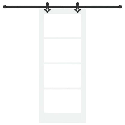 vidaXL Sliding Door White 83 x 202 cm Solid Pine Wood and Glass