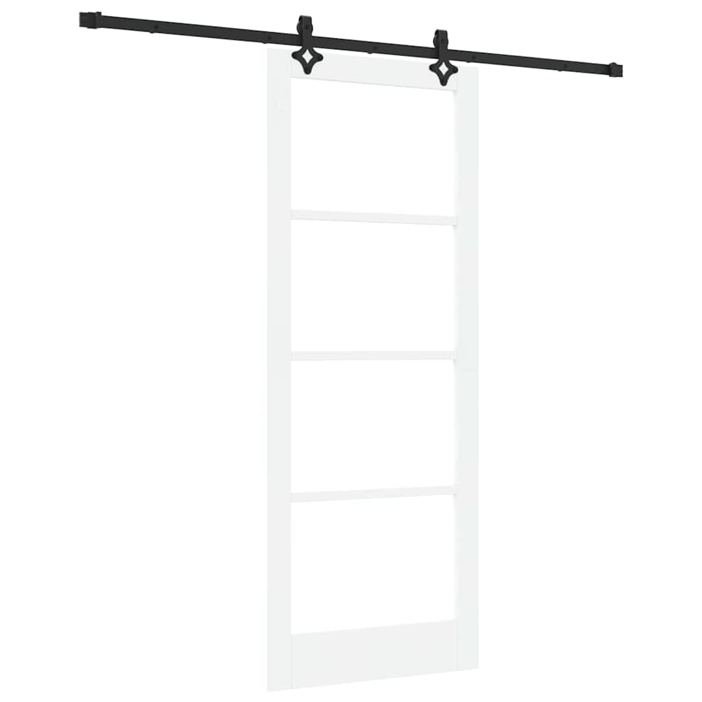 vidaXL Sliding Door White 83 x 211 cm Solid Pine Wood and Glass