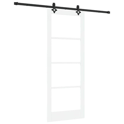 vidaXL Sliding Door White 83 x 211 cm Solid Pine Wood and Glass