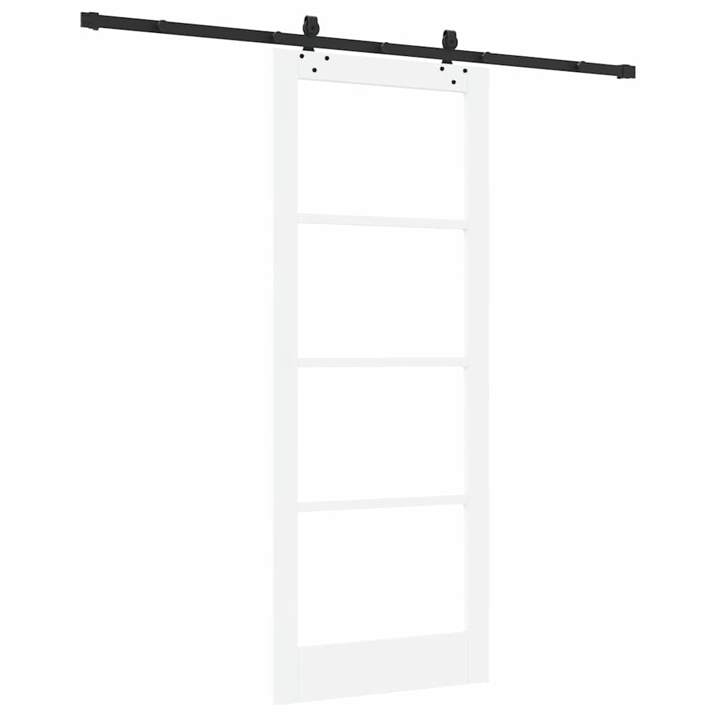 vidaXL Sliding Door White 83 x 211 cm Solid Pine Wood and Glass