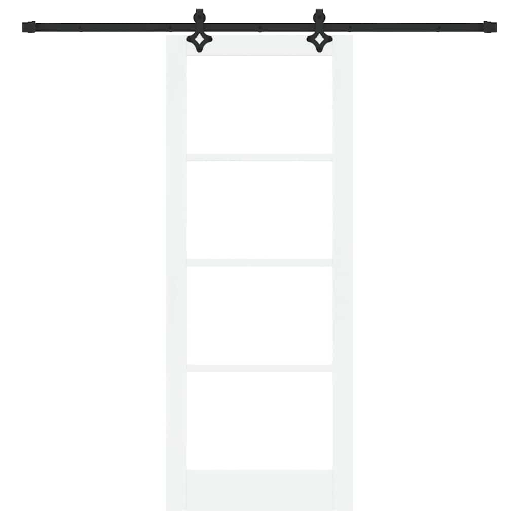 vidaXL Sliding Door White 83 x 211 cm Solid Pine Wood and Glass