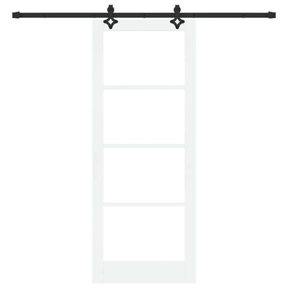 vidaXL Sliding Door White 83 x 211 cm Solid Pine Wood and Glass