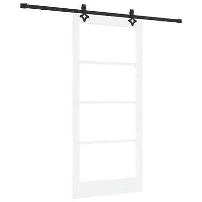 vidaXL Sliding Door White 93 x 202 cm Solid Pine Wood and Glass