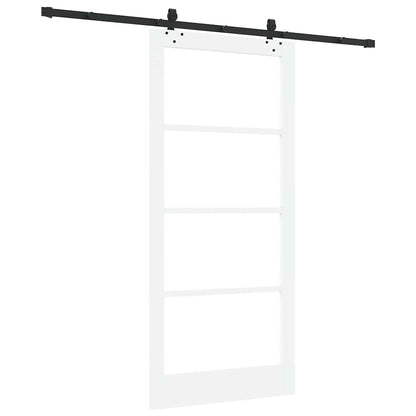 vidaXL Sliding Door White 93 x 202 cm Solid Pine Wood and Glass