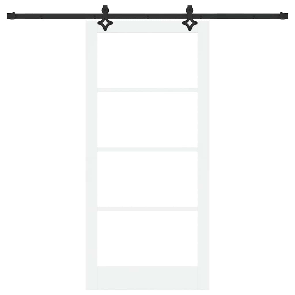 vidaXL Sliding Door White 93 x 202 cm Solid Pine Wood and Glass
