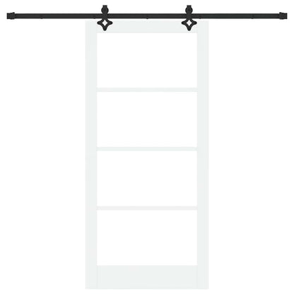 vidaXL Sliding Door White 93 x 202 cm Solid Pine Wood and Glass