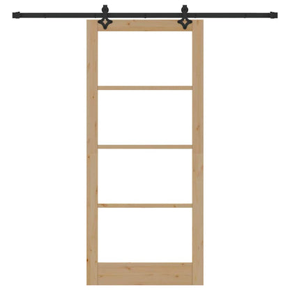 vidaXL Sliding Door Natural 93 x 211 cm Solid Pine Wood and Glass